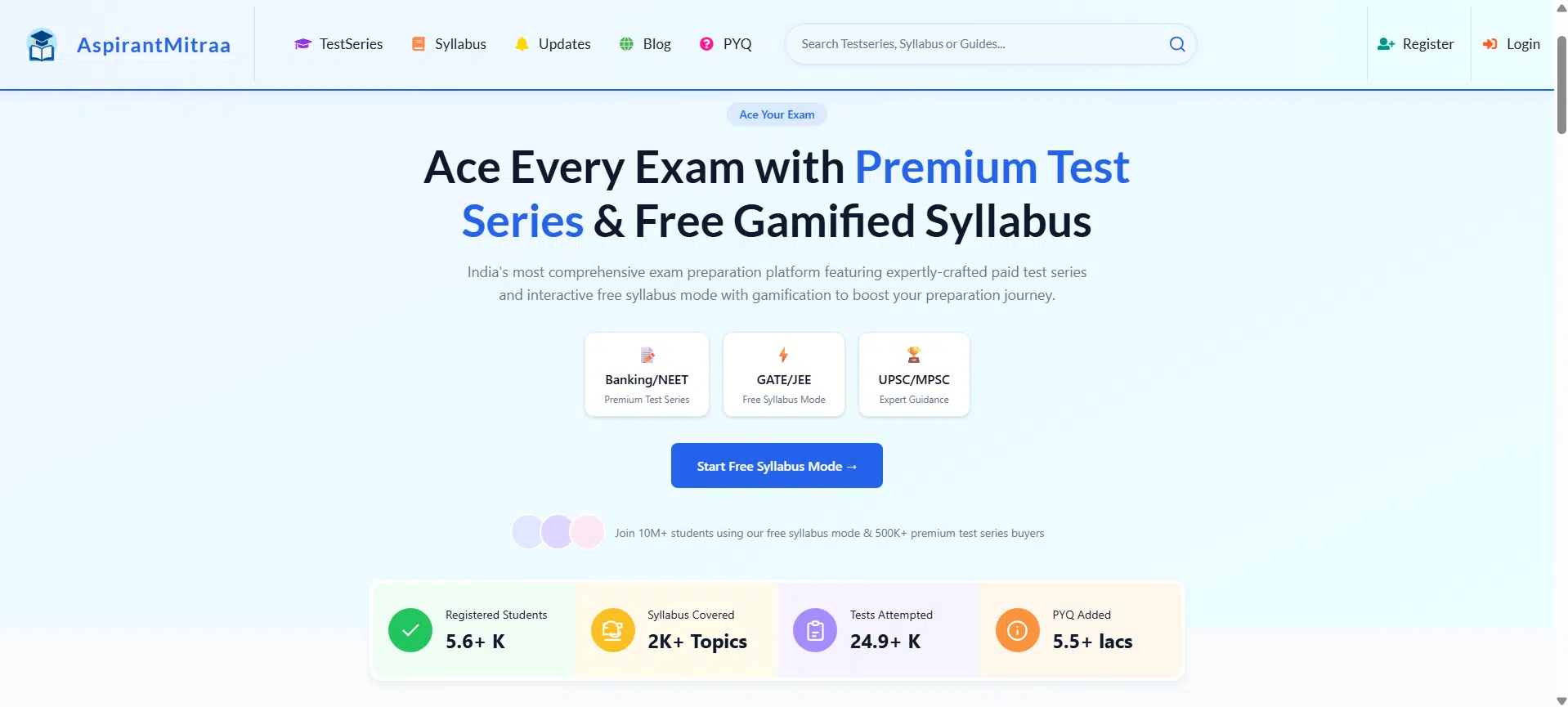 AspirantMitraa - Complete Exam Preparation Platform | Test Series, PYQ & Syllabus Tracker