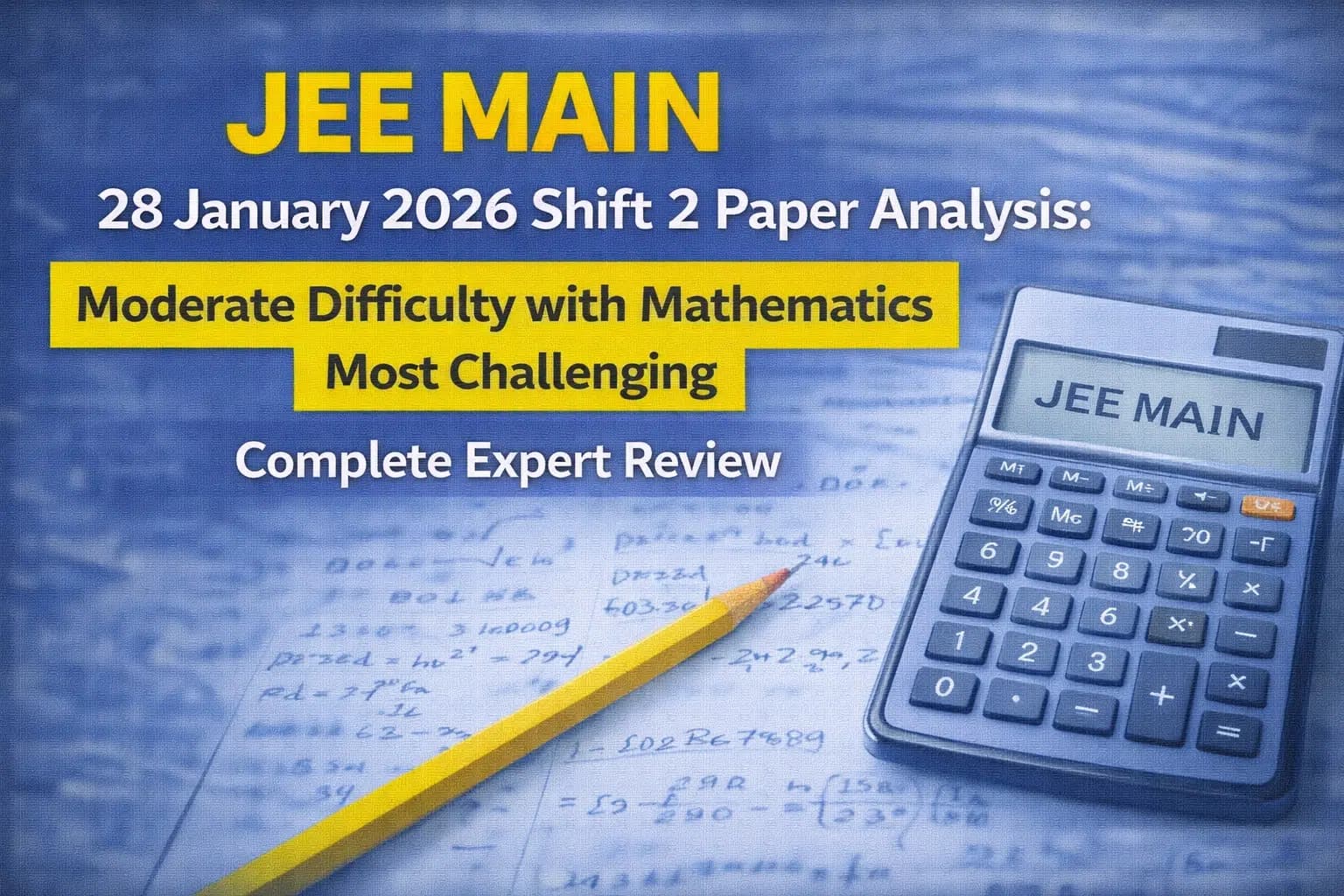 JEE Main 28 January 2026 Shift 2 Paper Analysis: Moderate Difficulty with Mathematics Most Challenging, Complete Expert Review